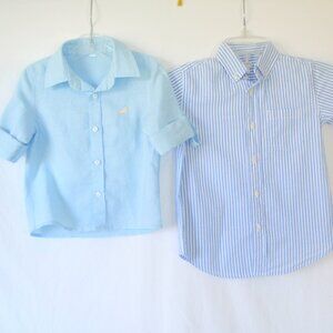 Lot of 2 Crewcuts LBC Bliss Cotton Boys Button Up shirts Casual Easter Sz 4 5